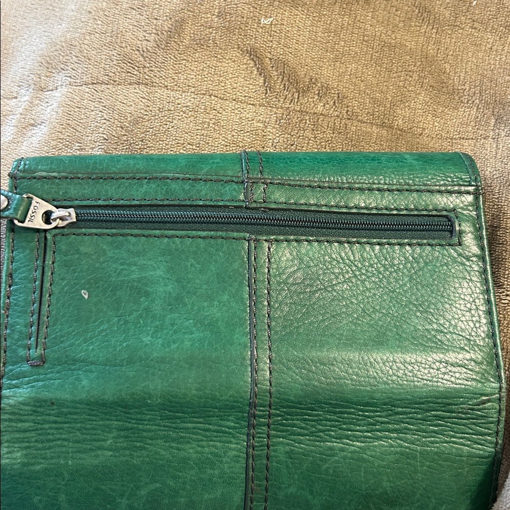Fossil Green Leather Wallet Vguc Very Clean - image 3